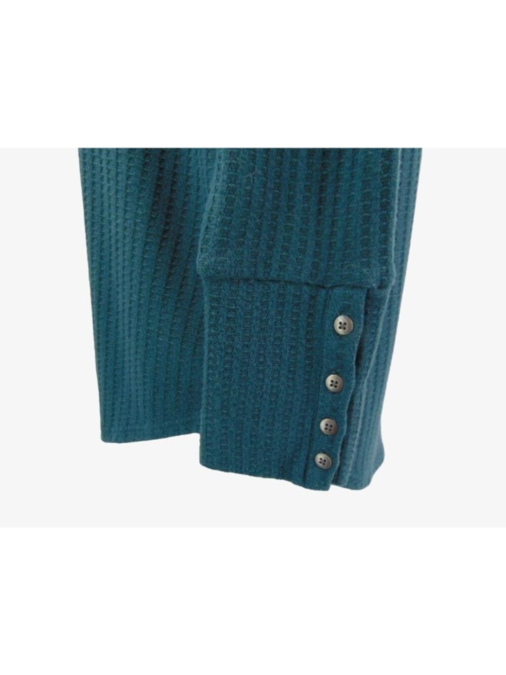 Chaser Green Waffle Knit Tunic Shirt XL Round Neck Button Cuffs Long Sleeve - Picture 7 of 9